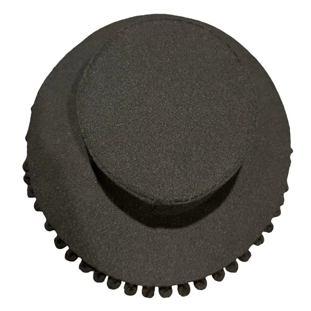 Vintage Black Cordobes, flamenco, Equestrian Hat with wide brim and pom poms - Picture 9 of 12
